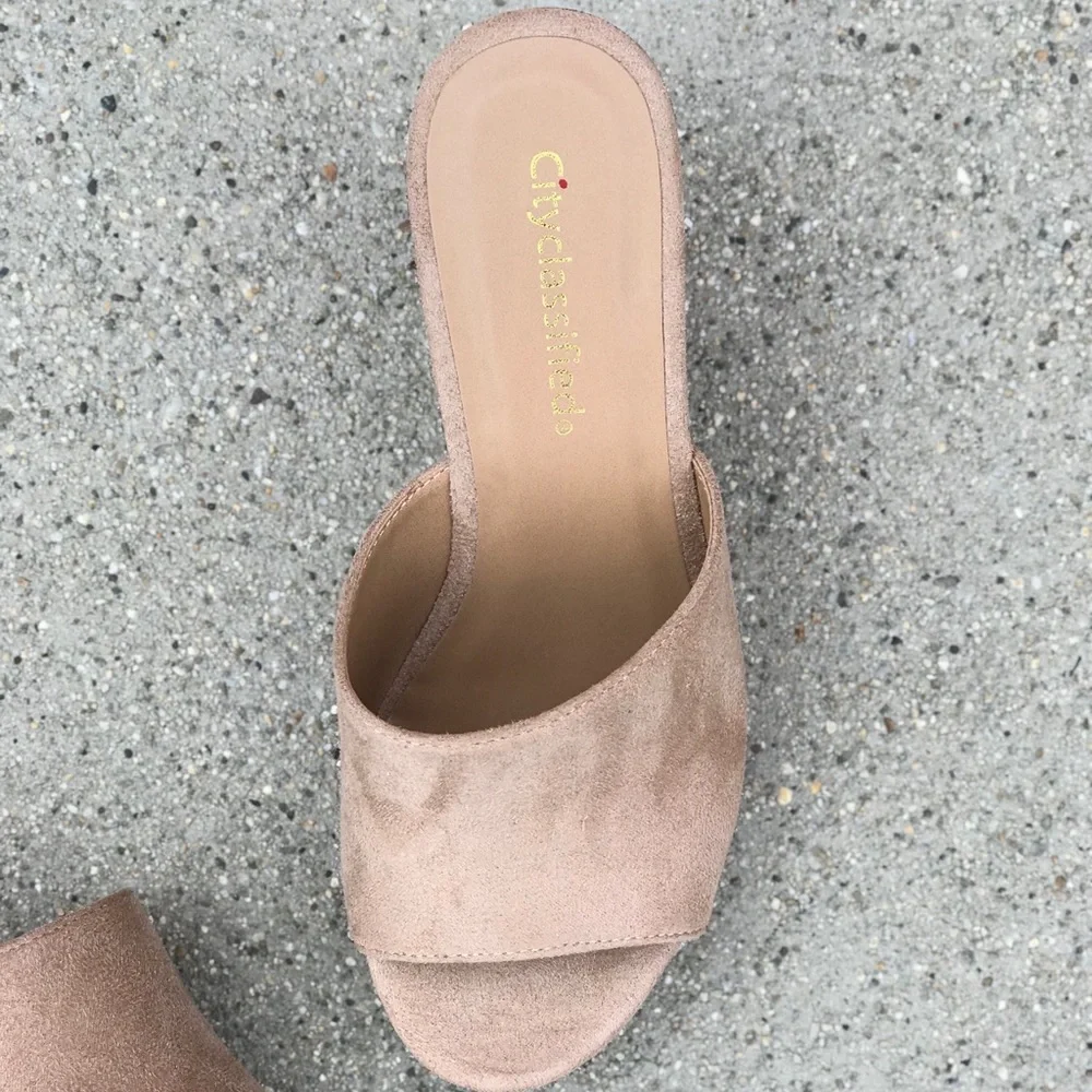 Cityclassified Rose Gold Wedge Slide Sandals